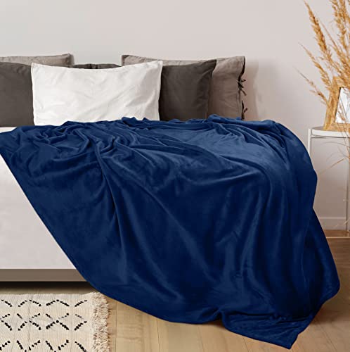 Utopia Bedding Fleece Blanket Queen Size Navy 300Gsm Luxury Bed Blanket Anti-Static Fuzzy Soft Blanket Microfiber (90X90 Inches) #TOP1