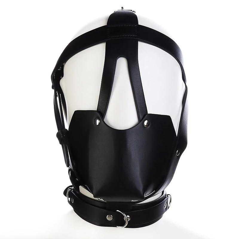 Masque de rôle en cuir noir demi-fuite visage - Noir