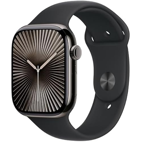 Apple Watch Series 10 [GPS + Cellular 46mm case] Smartwatch with Slate Titanium Case with Black Sport Band - M/L. Fitness Tracker, ECG App, Always-On Retina Display, Water Resistant