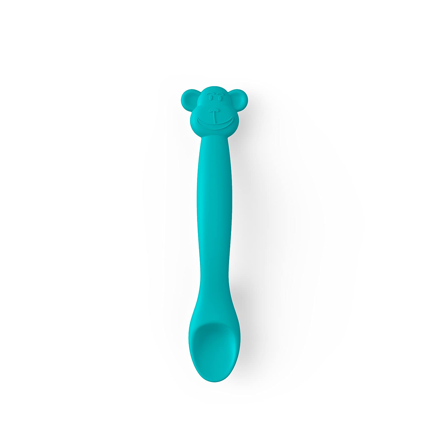 Suavinex Silicone Baby Spoon, 12cm, Green, Animal-Themed, BPA Free, 1 Piece, Soft, Flexible, Non-Slip, Dishwasher Safe