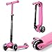 IMMEK Monopattino Pieghevole 3 Ruotes Scooter per Bambino e Bambina 3 a 14 Anni Bambini Giocattoli e Regali, Manubrio Altezza Regolabile con Tre Luce LED Ruote e Carico Massimo 50KG (Rosa)