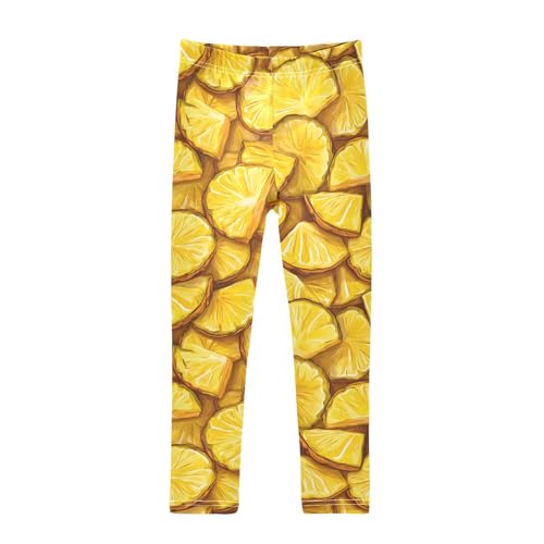 Pineapple Slices Girls Leggings Ultra Soft Compression Yoga Gym Pants for Kids 4-10T