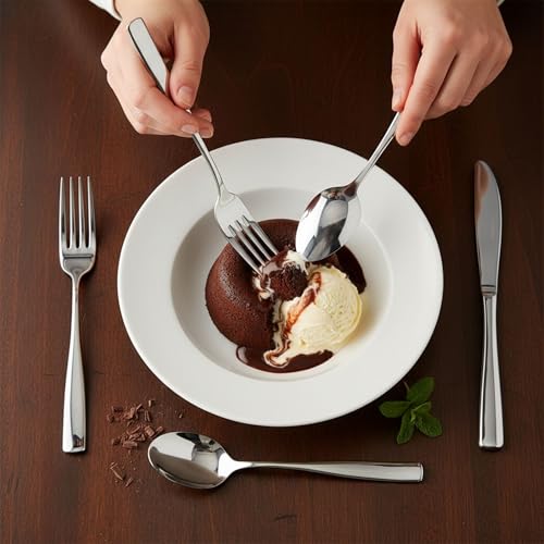 Image of 10 Pcs Silver Cutlery Set for Dining Table the Perfect Mirror Polish Hevy Duty Tableware Including Dinner Spoons, Dinner Forks, Dinner Knives, Dessert Spoons & Dessert Forks