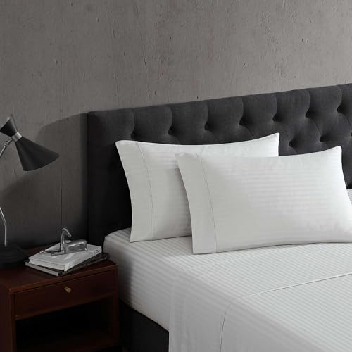 Vera Wang - Queen Sheet Set, Super Soft & Breathable Premium Cotton Bedding with Matching Shams, Fade Resistant, Striped Bedding Set (Dobby Stripe Grey, Queen) - Image 4