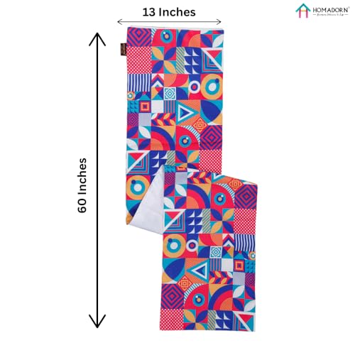 Image of HOMADORN Premium Digital Printed Table Runner - Double Layered Durable Fabric, Elegant Dining & Coffee Table Decoration, Fade-Resistant Prints, Easy Care (13X60 Inches ( 4 Seater), Abstract Fusion)