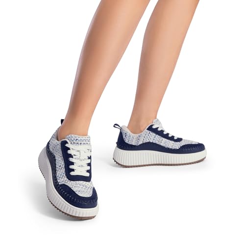 Image of DREAM PAIRS Women Chunky City Tweed Comfortable Casual Platform Fashion Sneaker