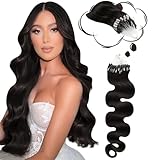 Moresoo Micro Ring Hair Extensions Human Hair Wavy 18In Microlink Hair Extnesions Human Hair Darkest Brown Micro Beads Human Hair Extensions Wavy Micro Ring Extensions 50S/50G