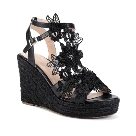 DAILUOQI Women's Platform Wedges Sandals Open Toe Ankle Strap Espadrilles Wedges Fashion Party Wedding Bridal Black Beach Wedge Sandals Black Size 6