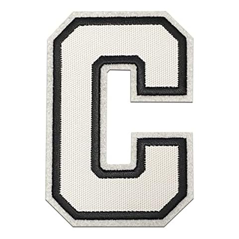 Iron on Patches - White Letter Patch on Iron Alphabet - DIY Name - Letter Motifs A Z Iron on Patches Emblems Sew on 4.5-inch Cover