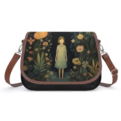 The Night Garden Crossbody Shoulder Messenger Women Bag Pu Leather Office Work Business for Handbag Crossbody Bag
