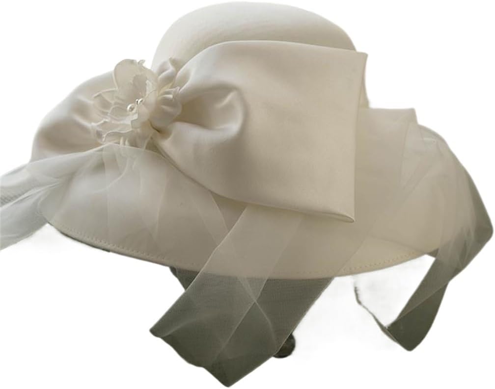 French Retro Elegant and Minimalist mesh Flower hat with Satin Design