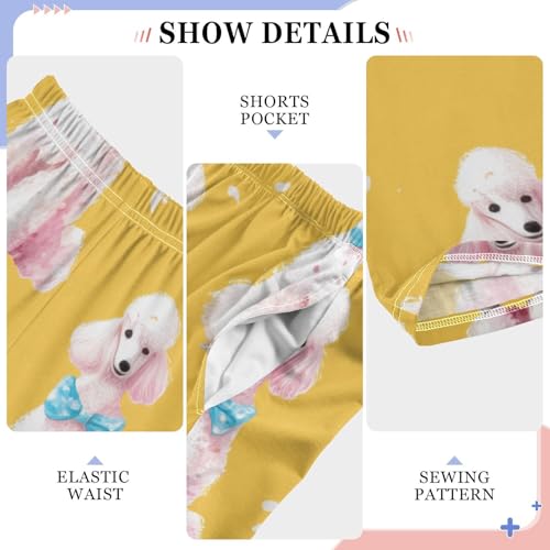 ZZXXB Cartoon Poodle Print Boys Long Pants Soft Trousers Elastic Waist Kids Lounge Bottoms with Pockets S-XL4