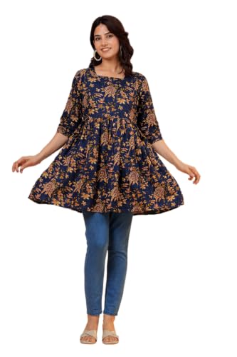 Image of THE Moon Star Women's Cotton Floral Printed Anarkali Maternity Feeding Kurti | Breastfeeding Dress for Mothers | Zipper Feeding Kurti, Nursing Kurti, Comfortable and Trendy Maternity Wear