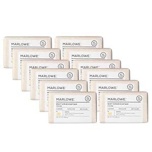 MARLOWE. No. 102 Body Scrub Soap 7 oz (12 Bars), Santal, Exfoliating Soap Bar with Shea Butter, Olive Oil & Green Tea Extracts, Cleanses, Smooths & Revitalizes Skin, Warm Amber, Spice & Citron Scent