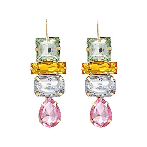 Ototon Boucles d'Oreilles Pendants Géométrique avec Strass Coloré Exagéré Bijoux Pour Femme Cadeau Mariage Anniversaire Cover