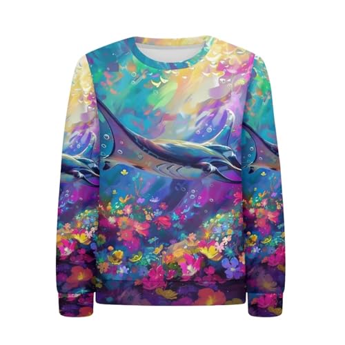PinUp Angel Kids Artistic Animal Oil Painting Patterned Sweatshirt Boys Girls Pullover Funny Long Sleeve Tops
