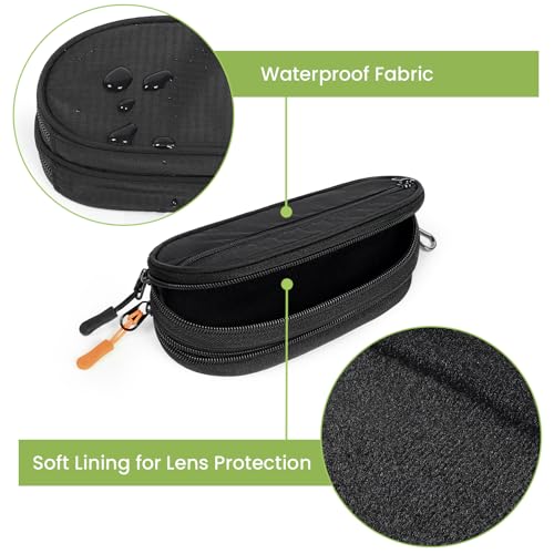 Image of Double Eyeglasses Case Soft Portable Zipper Sunglasses Pouch with Keychain Clip for Men Women