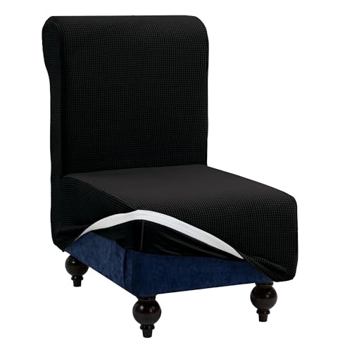 TIANSHU Copridivano Senza Braccioli, Copridivano 1 Posti Senza Braccioli Elasticità Jacquard Antiscivolo Copridivano Clic Clac Pieghevole Regolabile (1Posti, Nero)
