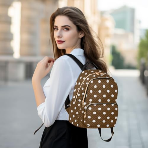 Image of ALAZA Brown Polka Dots Pattern Small Backpack Purse for Women Travel Bag Fashion Daypack Back Pack Shoulder Bag