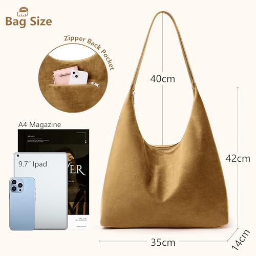 Image of KALIDI Casual Tote Bag Vegan Leather Hobo Zipper Work Bag Weekender Shoulder for Women Shoulder Travel Purse