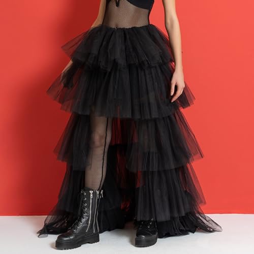 Womens Tiered Ruffle Tulle Maxi Skirt a Line Elastic High Waist Tutu Long Skirt Puplum Mesh Skirt Wedding Skirt3