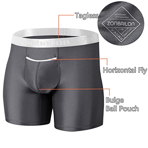 ZONBAILON Mens Sexy Silk Horizontal Fly Underwear Big and Tall Breathable Anti Chafing Stretchy Long Leg No Ride Boxer Briefs3