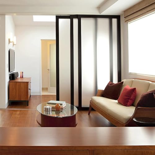 Image of WOOHome Frosted Glass Window Film & Stickers (24 X 200 INCH) Privacy Window Cover for Home & Office - Easy Apply, UV Protection, Decorative Film (Frosted White Opaque Film | 2 X 17 SQFT)