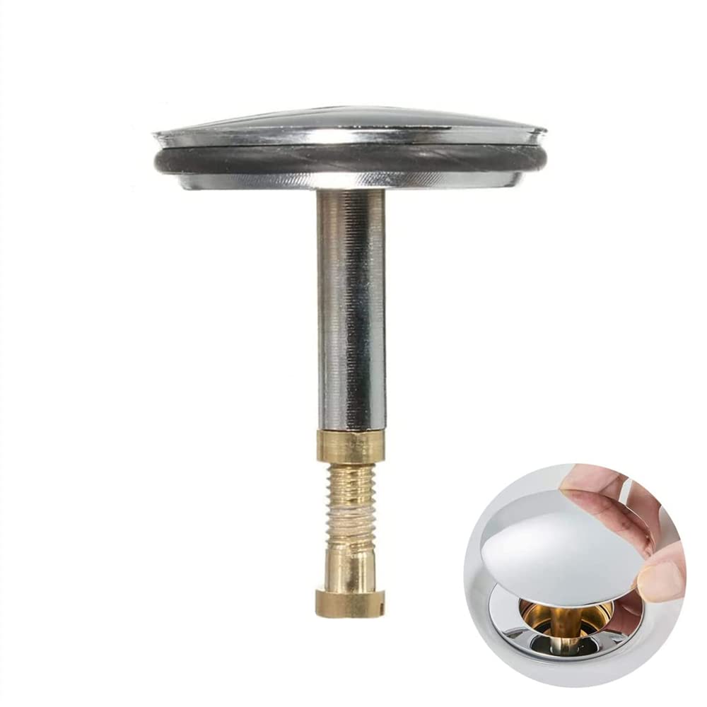 Medaheky Silver Sink Plug Bathtub Chock Plug Concealed Bathroom Sink Stopper Basin Sink Plug Solid Brass Chrome Plating For Washbasin Kitchen Bathroom Sinks