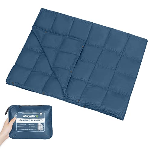 4Monster Manta de camping plegable, colcha de camping, manta aislada, manta de camping para clima frío, picnic, senderismo, avión, viajes, playa, estadio, equipo al aire libre, azul veneciano, XL Cover