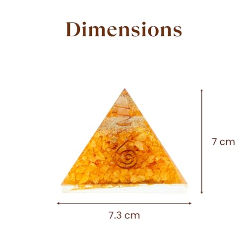 Image of Astrotalk Citrine Crystal Resin Pyramid | Prosperity & Success Orgonite Pyramid for Healing & Positivity | Vastu Items for Home Decor | Office Table Decoration Items | Gift for Man & Woman