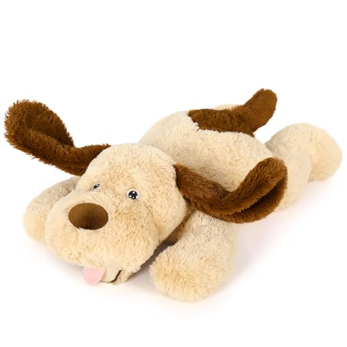 MorisMos 80cm lang Hund Kuscheltier groß XXL, weich Braun Hünde Plüschtier Stofftier, riesen Gefüllte Hund Plüschkissen für Babys Kinder/Plush Dog Stuffed Animal