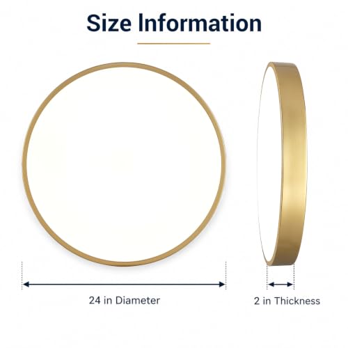 24 Inch LED Flush Mount Ceiling Light, 48W 5CCT Dimmable Ceiling Light Fixture, Modern Low Profile Gold Kitchen Ceiling Light for Bedroom, Living Room, Hallway by Generic - Used condition - Image 4