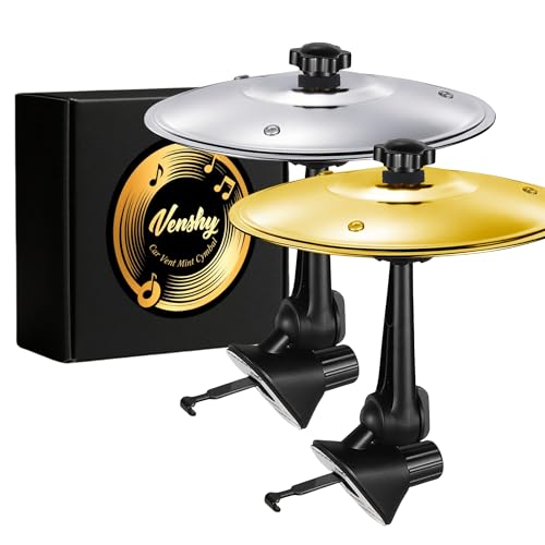 Car Cymbal - Fun Air Vent Clips Drum, Easy Clip-On Mini Cymbal for Music Lovers, Compact Durable Car Accessory for All Types Of Vehicles (Seliver and Golden, 2PCS)
