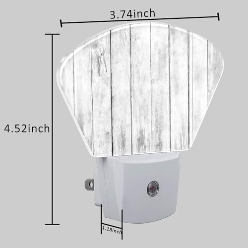 Image of White Wooden Texture Night Light, Old Wood Grain Nightlight Plug into Wall with Dusk to Dawn Sensor for Kid Girls Boys Women Men Bedroom, Hallway, Kitchen, Bathroom, Stairs Decor