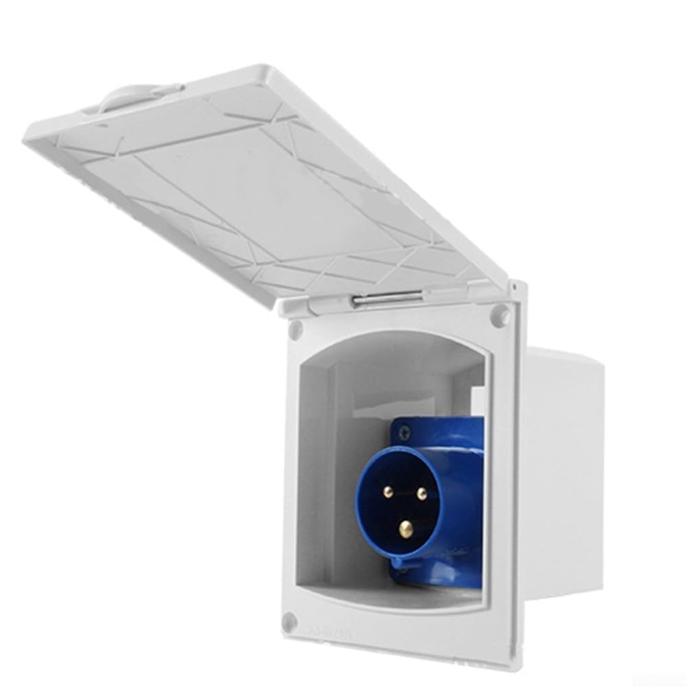 RV for CARAVAN External Socket IP44 Waterproof Power Inlet Box 16A 220V-250V Outdoor Electrical Outlet With Protective Cover For Motorhome Trailer Camper