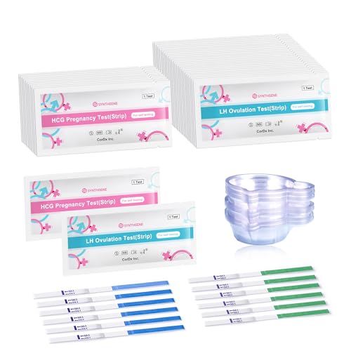 SYNTHGENE Ovulation Test Strips, LH 25 HCG 10 Ovulation and Pregnancy Tests, 25 Ovulation Tests and 10 Pregnancy Tests with 35 Urine Cups, Detect Early Pregnancy and Accurately Track Ovulation