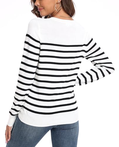 Image of QUALFORT Women's 100% Cotton Sweater, Basic Lightweight Long Sleeve Pullover
