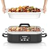 4 Quart Casserole Programmable Slow Cooker with Ceramic Baking Dish Perfect Kitchen Small Appliance for Family Dinners Oven Safe and Durable Bakeware for Lasagna Roasts