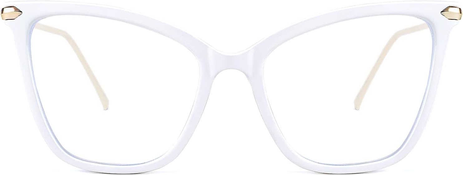 FEISEDY Oversized Cat Eye Glasses Frame with Clear Lenses Eyewear for Women B2460 White 53 Millimeters image 7 of 7 B09J86BWN1