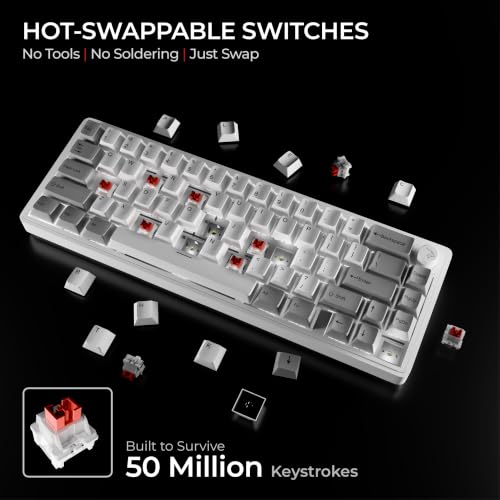 Image of Rogue 65% Wireless Mechanical Gaming Keyboard | Hot-Swap | Gasket Mount | BT+2.4GHz+USB-C | 4000mAh Battery | Sound Dampening | Pre-Lubed Linear Switches | PBT Keycaps | RGB Backlit