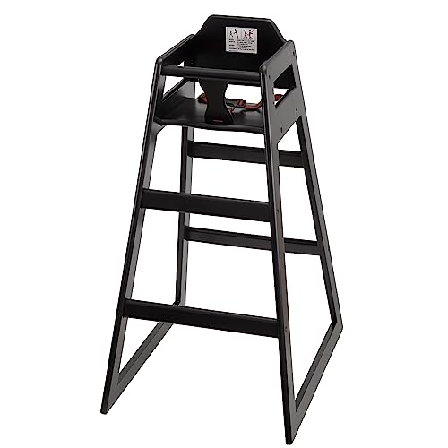 Image of Black Wooden Bar Height Restaurant High Chair - Stackable Rubberwood Dining Chair for Bar Height Tables, Easy-Clean Finish, Commercial Restaurant Seating