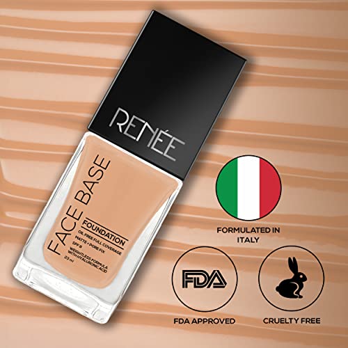Image of RENEE Face Base Liquid Foundation - Coffee, 23ml | Enriched with Hyaluronic Acid & Vitamin E, Provides SPF 8 Protection, Weightless, Long-lasting Matte Finish