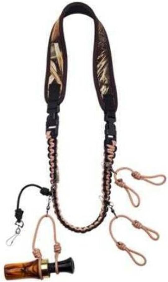 Duck Commander Cut Em Duck Call Lanyard, Black,Green,tan