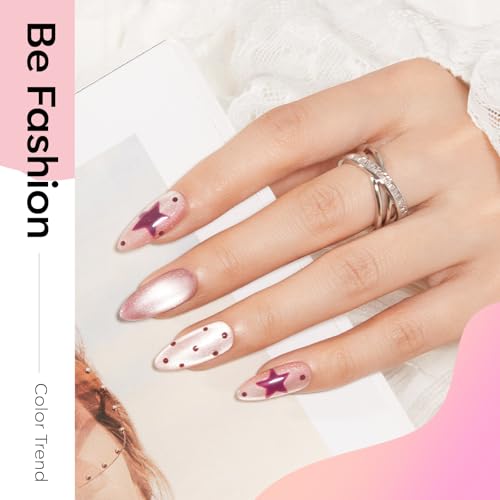 Image of Modelones Cat Eye Gel Nail Polish Set, 6 Colors Summer Neutral Nude Pink Pearlescent Glassy 9D Cateye Glitter Gel Polish kit All Skin Tones with Magnet Soak Off LED Nail Art Starter Kit DIY Salon Gift