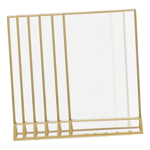 FUNOMOCYA 6pcs Brand The Menu Signs Display Stand Wedding Signage Display Shelf Picture Frame Holder Stand Sign Holder Stand Sign Holders Menu Stand Gold Picture Frame Golden Acrylic