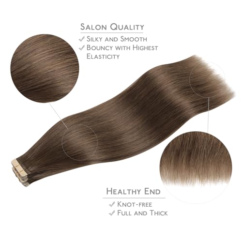 Image of Wennalife Tape in Hair Extensions Human Hair, 20pcs 50g 20 inch 5D Remy Hair Extensions for Women Tape Ins Straight Extensiones De Cabello Humano Skin Weft