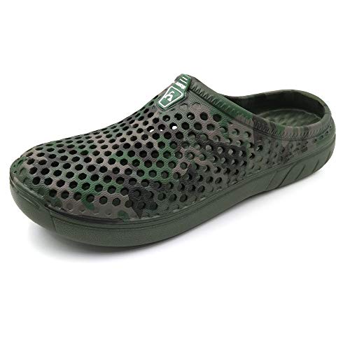 Amoji Unisex Camouflage Slippers Clogs Sandals 11 Women/9 Men Green