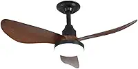 Ventilador de Teto Plafon Aires Preto com Pás de Madeira 25W LED Multicolor Dimerizável – Ultra Silencioso, 6 Velocidades, Controle Remoto para Salas, Quartos e Ambientes Internos