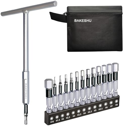 BAKESHU Juego de 13 llaves Allen con mango en T,juego de llaves hexagonales métricas de 1,5-10 mm.Para el montaje de muebles,bicicletas,motocicletas,mantenimiento mecánico y reparaciones domésticas