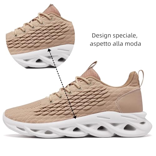 TIANZEBEN Herren Schuhe Turnschuhe Sportschuhe Laufschuhe Running Tennis Walkingschuhe Fitnessstudio Sneaker Freizeit Fashion Leichtgewichts Atmungsaktiv Braun 43